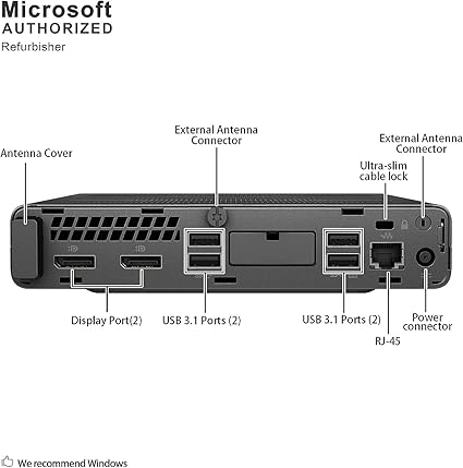 HP 800 G4 Micro Desktop - Intel Core i5 8500T 3.0Ghz ,16GB DDR4,256GB M.2 NVMe SSD, Windows 11 PRO - 1X HDMI Port- 2X Display Port