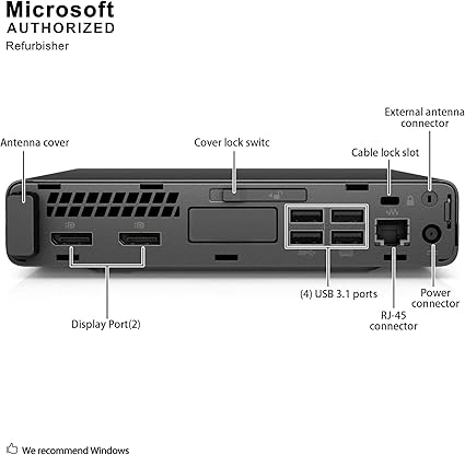 HP Prodesk 600 G3 Micro Desktop - Intel Core i5 6500T 3.2Ghz ,8GB DDR4,256GB SSD, Windows 10 PRO